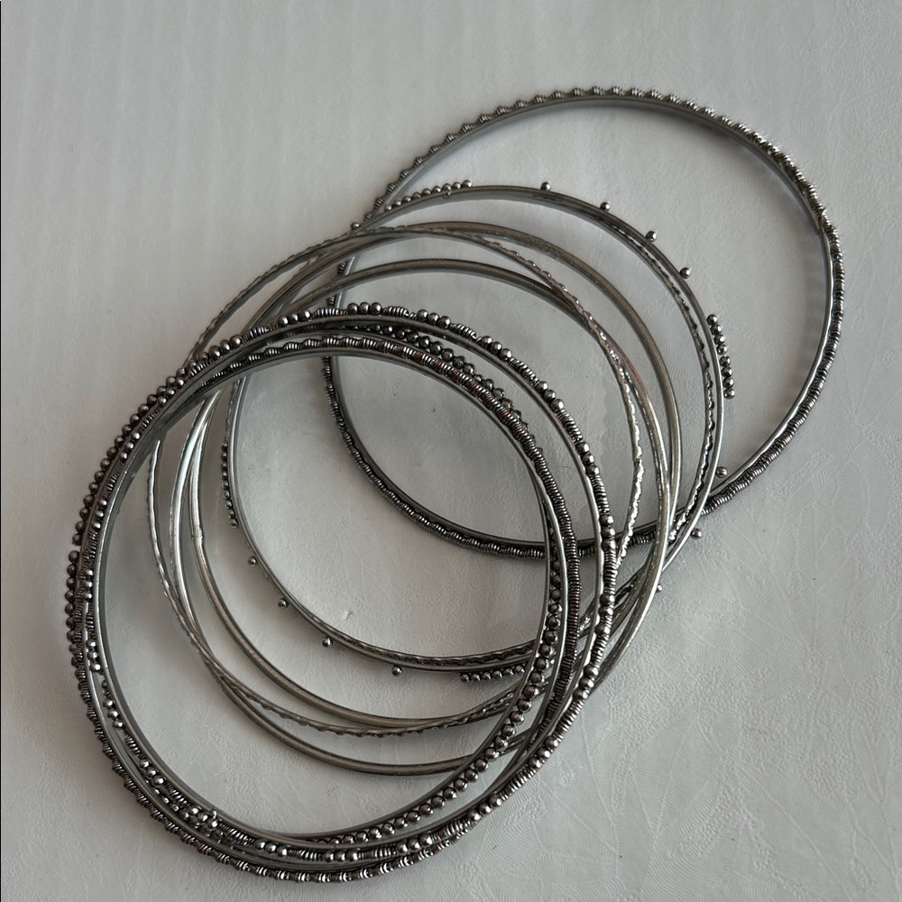 Elegant Silver Bangle Set